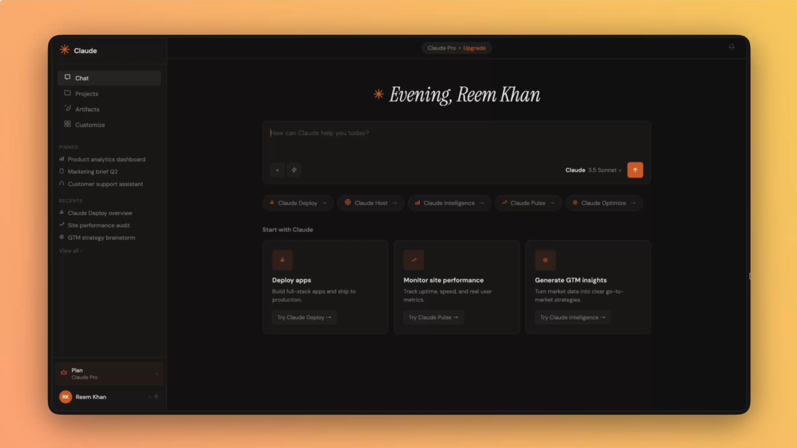 Claude 9 product interface